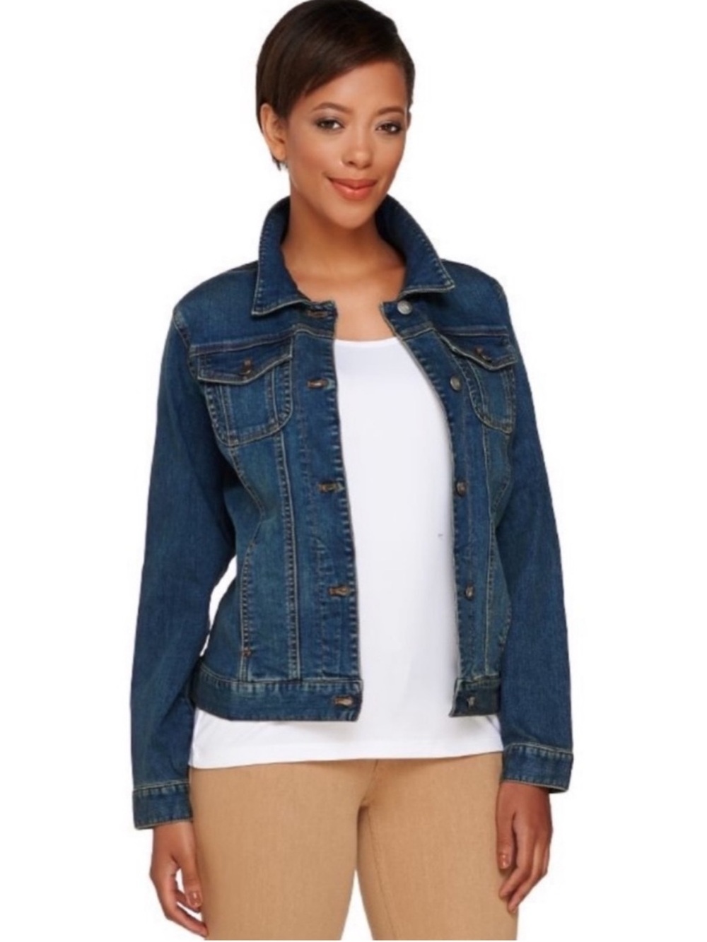 Women with Control My Wonder Medium Wash Slimming and Shaping Denim Jacket